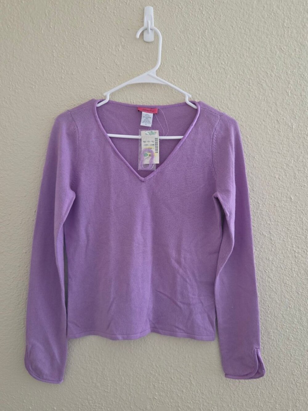 Definite View Womens V-Neck Sweater S Purple Silk Cashmere Blend NWT